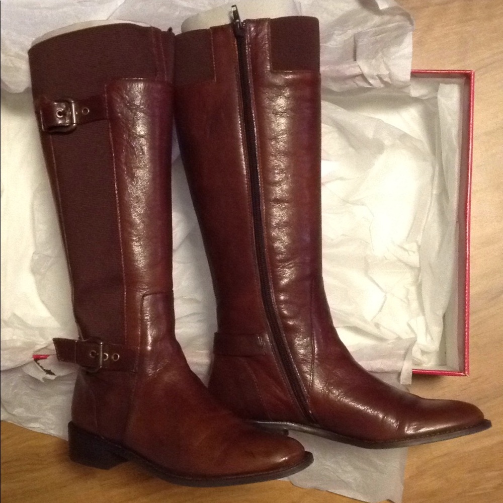 Vaneli Brown Roxie Tall Leather Boots